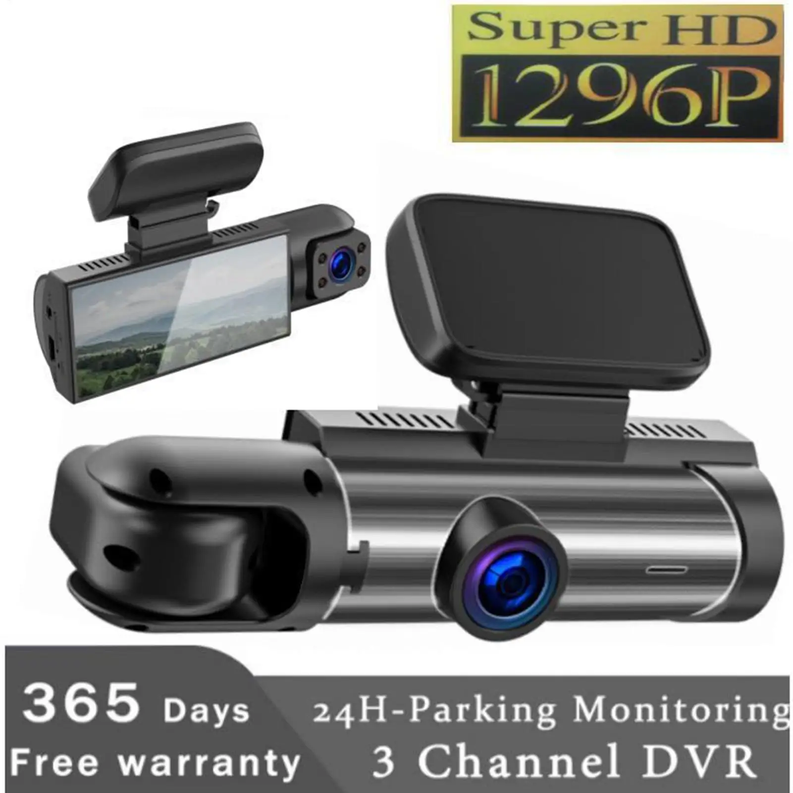 

Wireless Car Security Camera Double Lens Dashboard Recorder with Night Vision Interior Driving Camera for Traffic Parking Backup