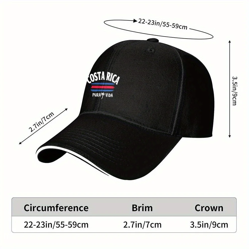 Costa Rica Pura Vida Flag Baseball Cap Unisex Polyester Outdoor Sports Travel Hat