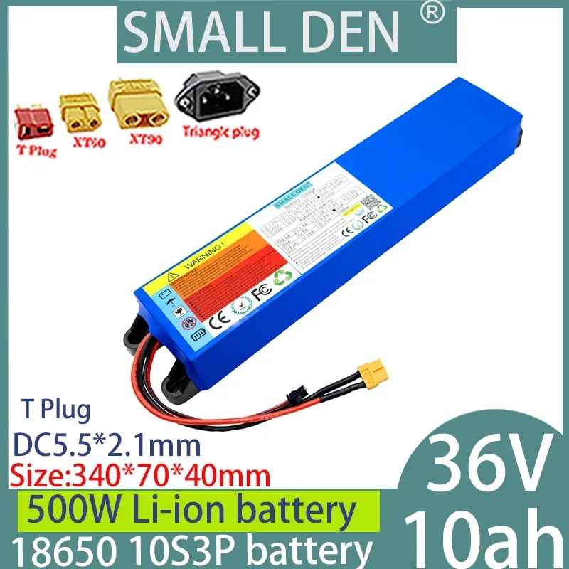 

New 36V 10Ah lithium battery pack 10S3P 18650200W 500W high-power battery, suitable for BMS high-power rechargeable battery