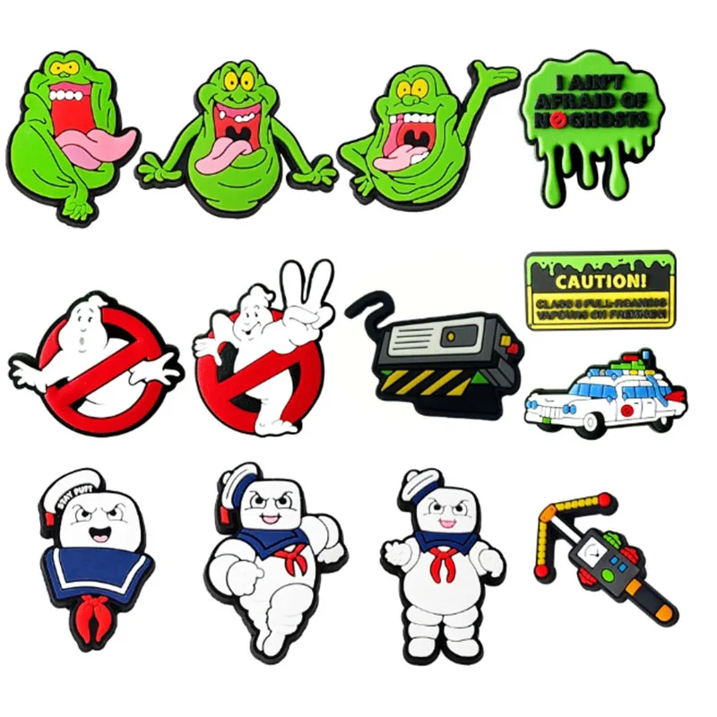 MINISO Ghostbuster 만화 애니메이션 여성을위한 구두 매력 남성 DIY 쥬얼리 나막신 샌들 장식 액세서리 X-mas 선물 아이디어