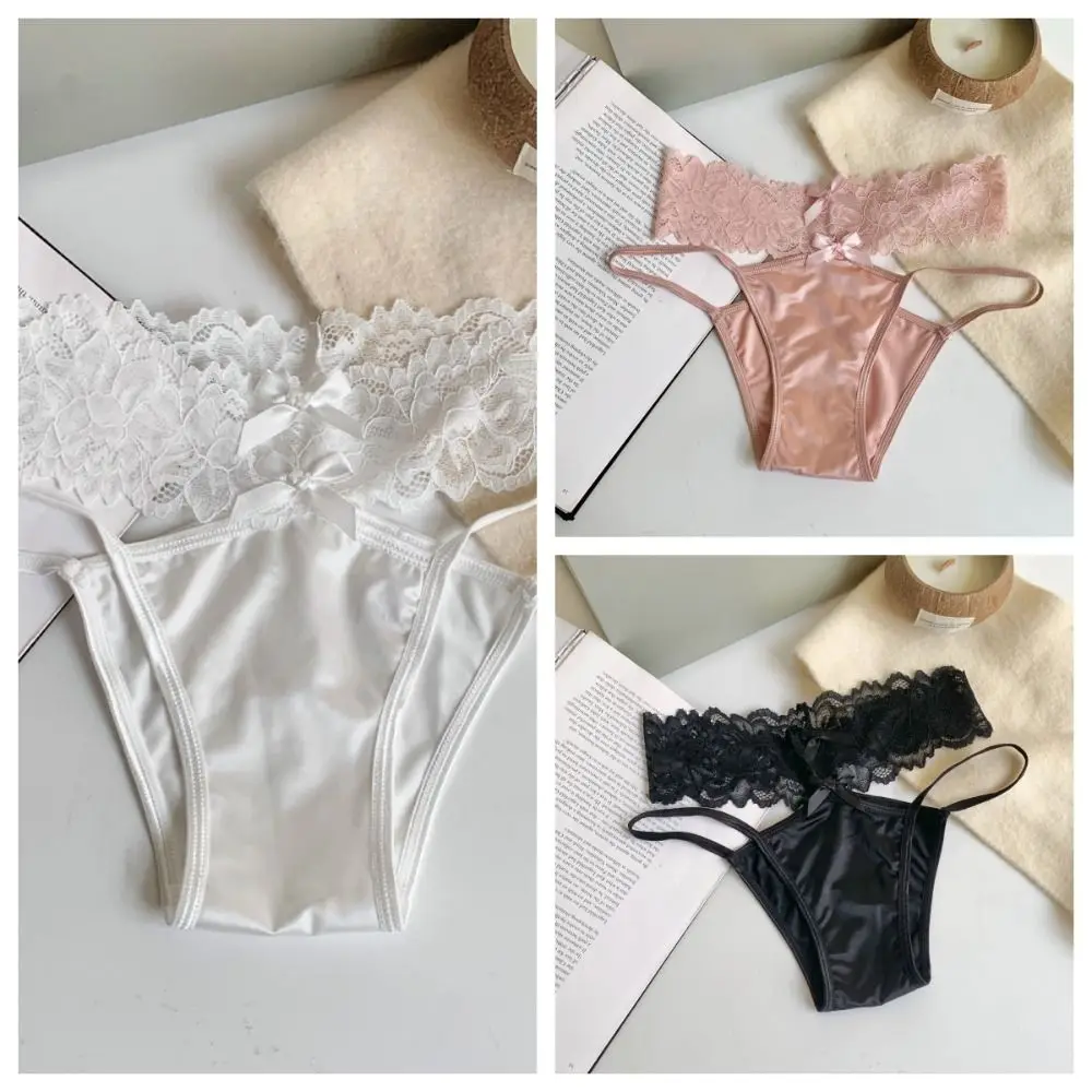 Doce algodão virilha arco calcinha de renda floral briefs sexy calcinha feminina lingerie cetim cintura baixa briefs feminino