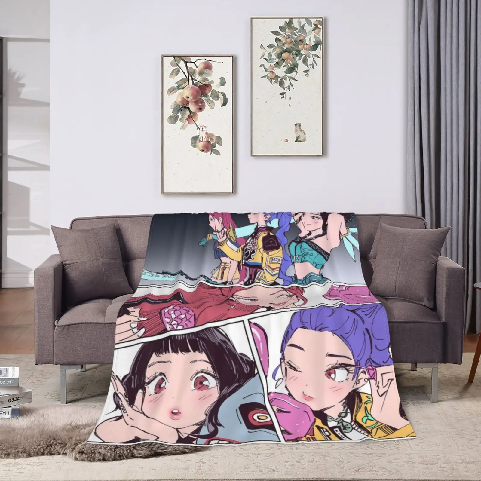 Huntrix kpop شيطان الصيادين بطانية قطيفة الفتيات الفانيلا رمي بطانية للأريكة كرسي دافئ لينة جودة المفرش هدية