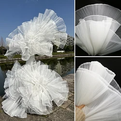 Stiff Mesh Organza Pleated Small Wrinkled Fabric Broad Modeling Wedding Decoration Fashion Stage Background Designer Fabric