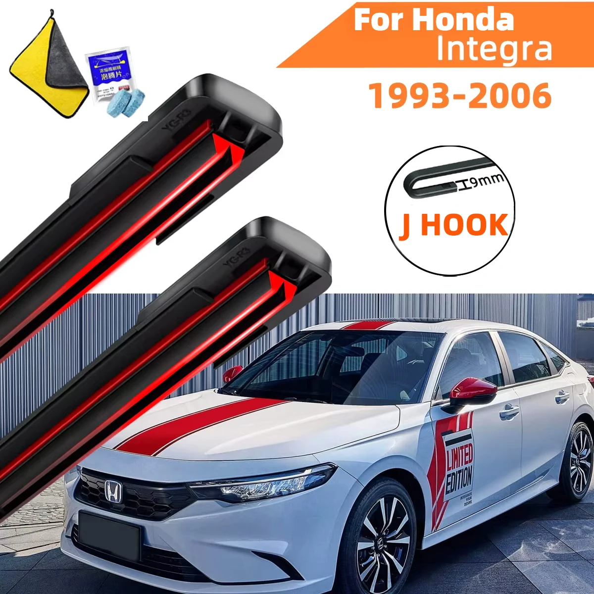 

Double Rubber Car Wipers for Honda Integra Front Blade Brushes Cutter Automobiles Accessorie Wiper Windscreen Wear Wiper Parts