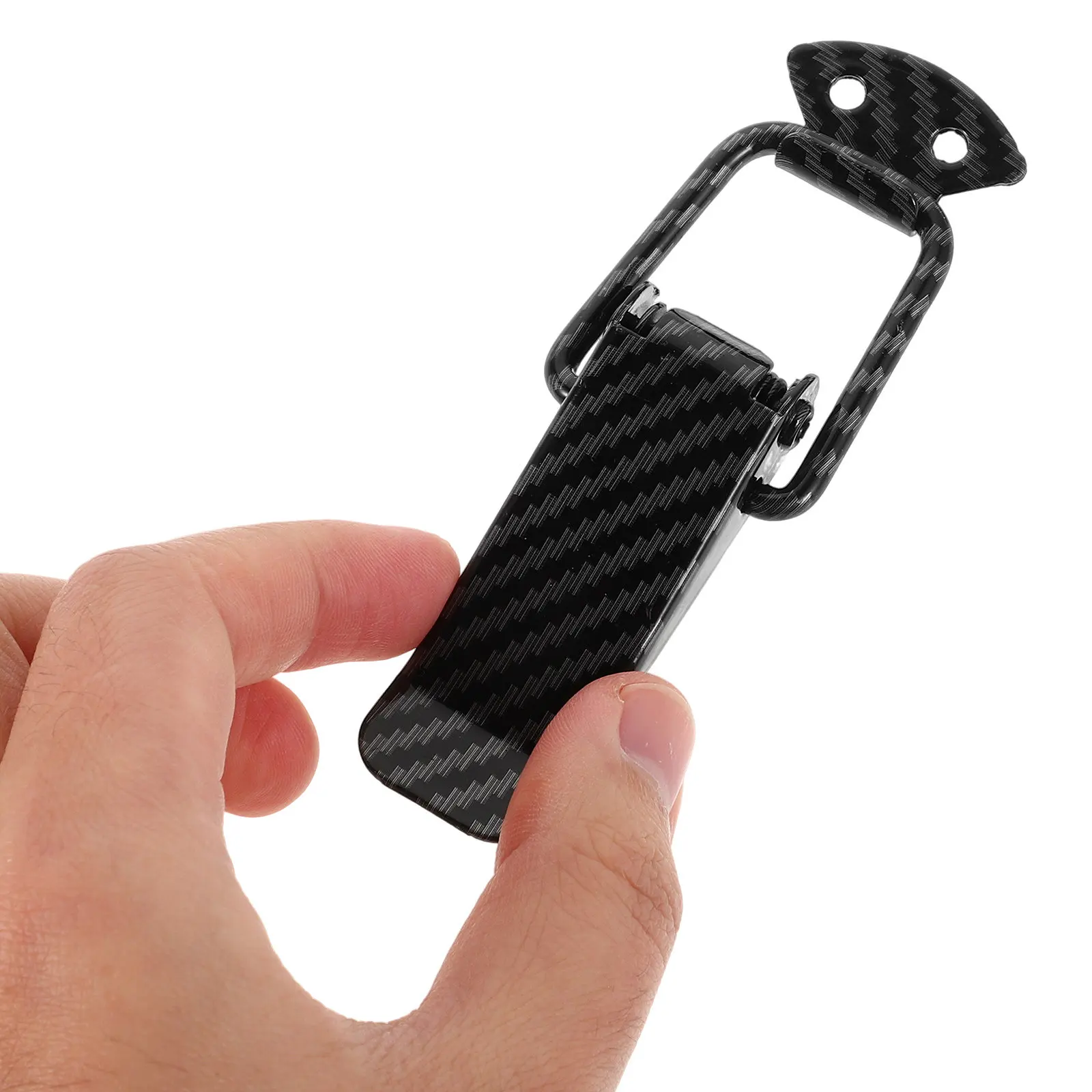2Pcs Carbon Fiber Trunk Lock Decorative Clip Car Bumper Repair Fixing Fasteners Bumper Clips Surround Lock Trunk Catch