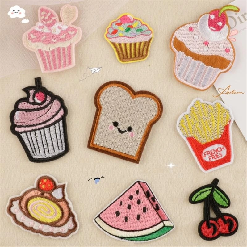 

X4YC Cartoon Dessert Embroidery Applique Repair Patches For Hat Clothes Bag Set Of 9