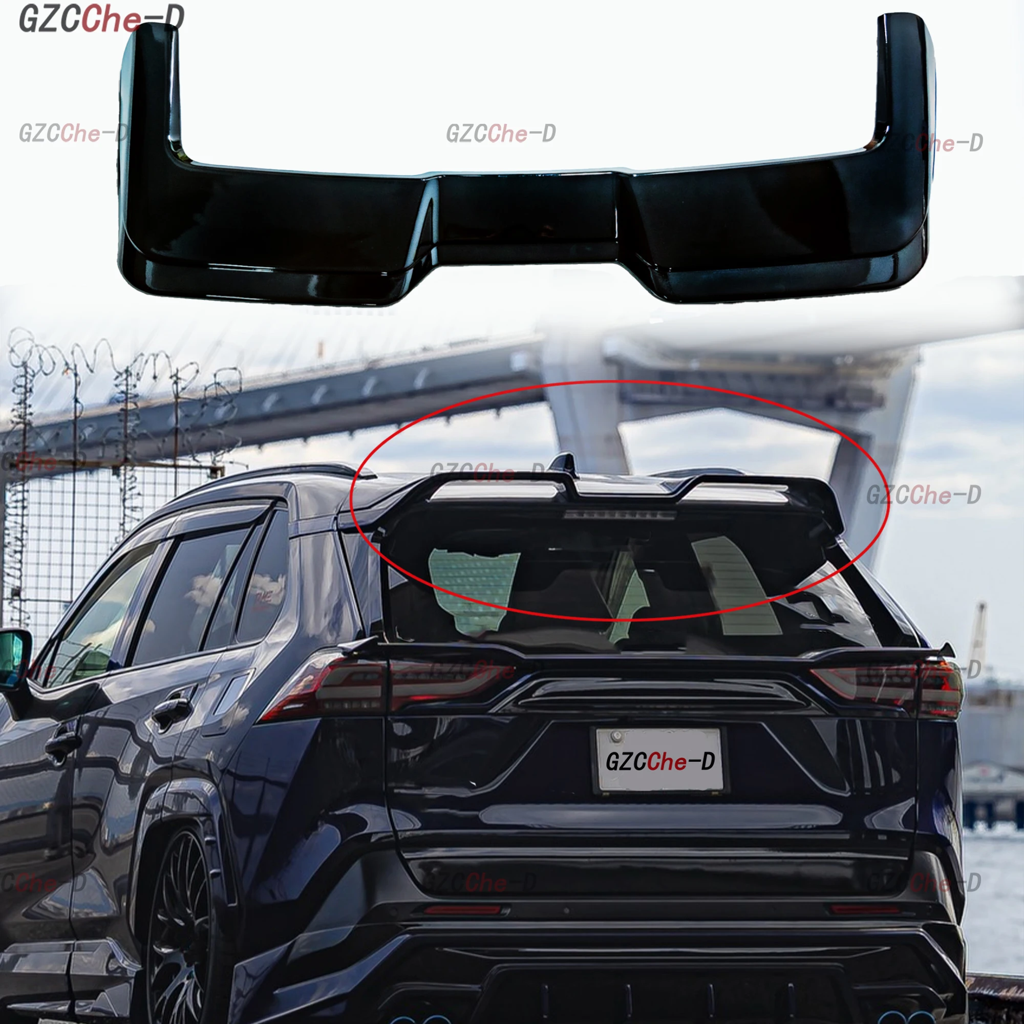 For 2020-2025 Toyota RVA4 Rear Roof Spoiler High Quality ABS Material Carbon Fiber Appearance Rear Cover Diffuser Wing Kit