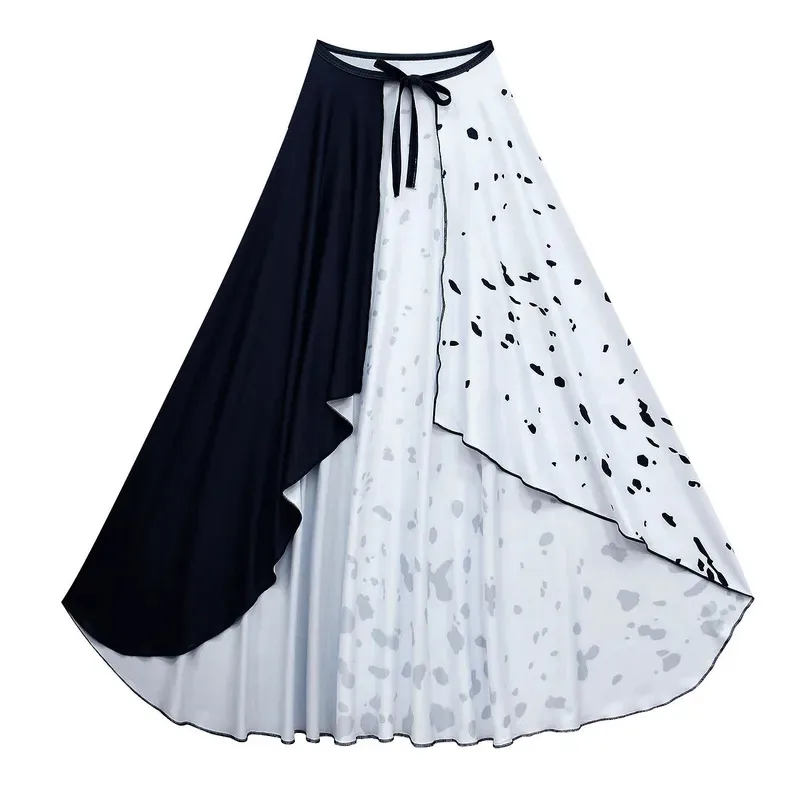 ชุดคอสเพลย์มาดามครูเอลลา เดอ วิล ชุดเด็กผู้หญิงลายจุด สำหรับงานฮาโลวีน งานวันเกิด ชุดแฟนซี พร้อมผ้าคลุมและวิกผม