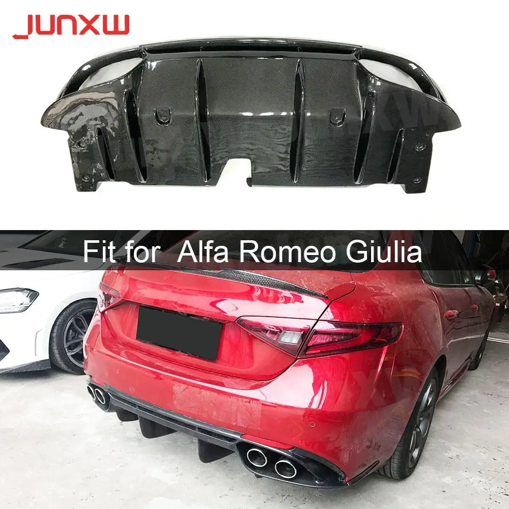 

Carbon Fiber Rear Bumper Diffuser Lip Spoiler Bumper Guard for Alfa Romeo Giulia Sport Car Body Kit 2017 2018 2019 Car Styling