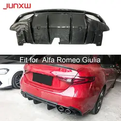 Carbon Fiber Rear Bumper Diffuser Lip Spoiler Bumper Guard for Alfa Romeo Giulia Sport Car Body Kit 2017 2018 2019 Car Styling