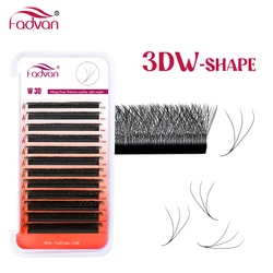 Fadvan 3D W Lashes C/D/M Curl 0.07mm Premade Fan Lash Extensions Natural Soft Black W Style Lashes Faux Mink Individual Lashes