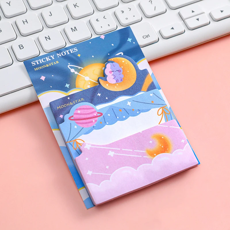 4 Piece Cartoon Adhesive Cute Sticky Notes Notepad Memo Pad Stationery Notebook Sticker Decoration