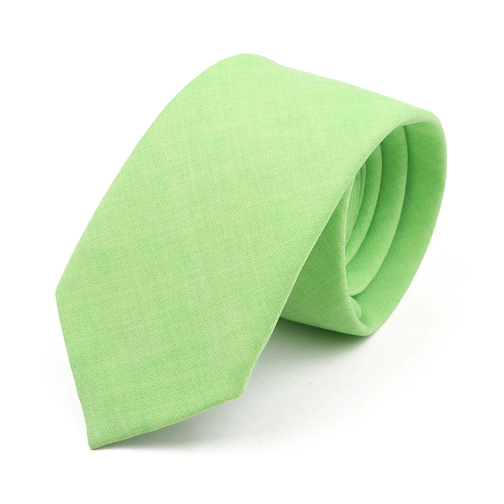 Zacht katoen effen kleur handgemaakte mannen stropdassen saliegroen roze oranje magere stropdas voor bruiloft shirt pak das accessoire