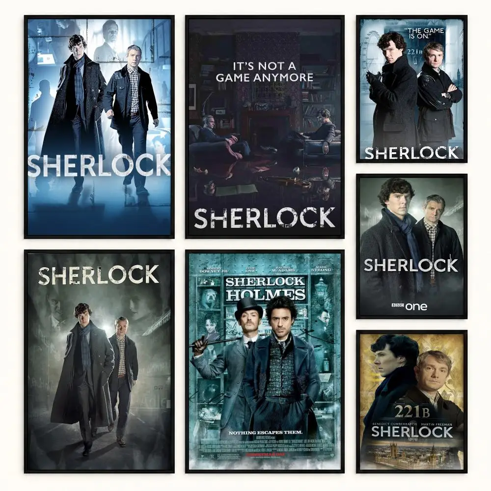 S-Sherlock H-Holmes tv Poster Home Living Room Hallway Sticky Wall Art Waterproof Aesthetic Decor
