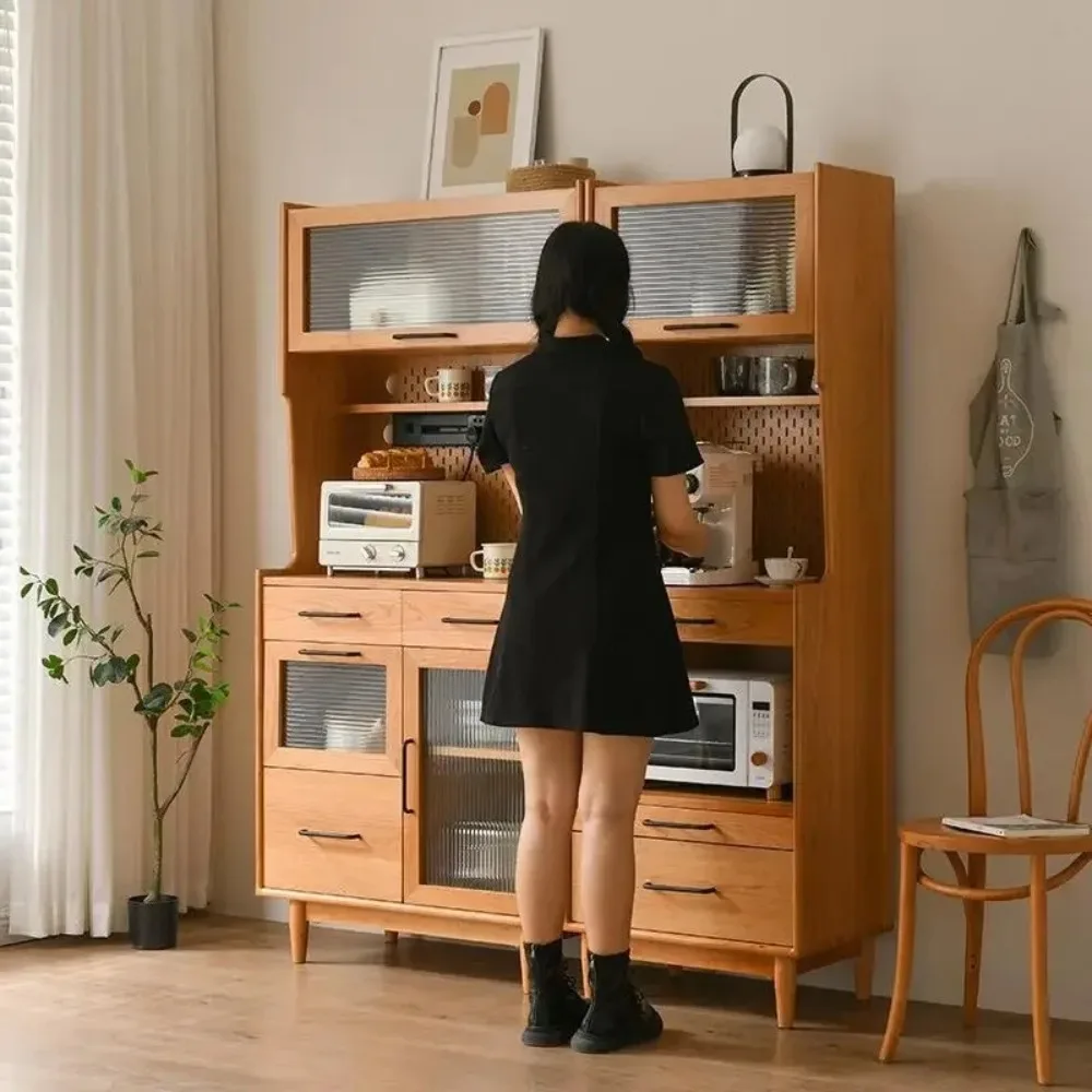 Edge cabinet, living room against the wall, high cabinet, integrated tea , microwave oven , simple kitchen