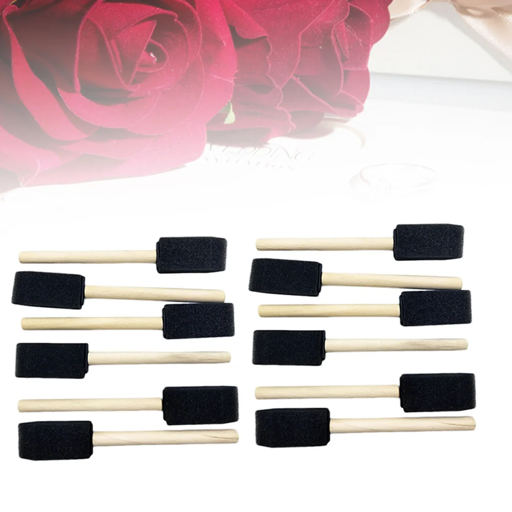 

15pcs 2.5Cm Sponge Brush Wood Handle Lightweight Painting Tool For Students Art Drawing Graffiti Use With All Paints