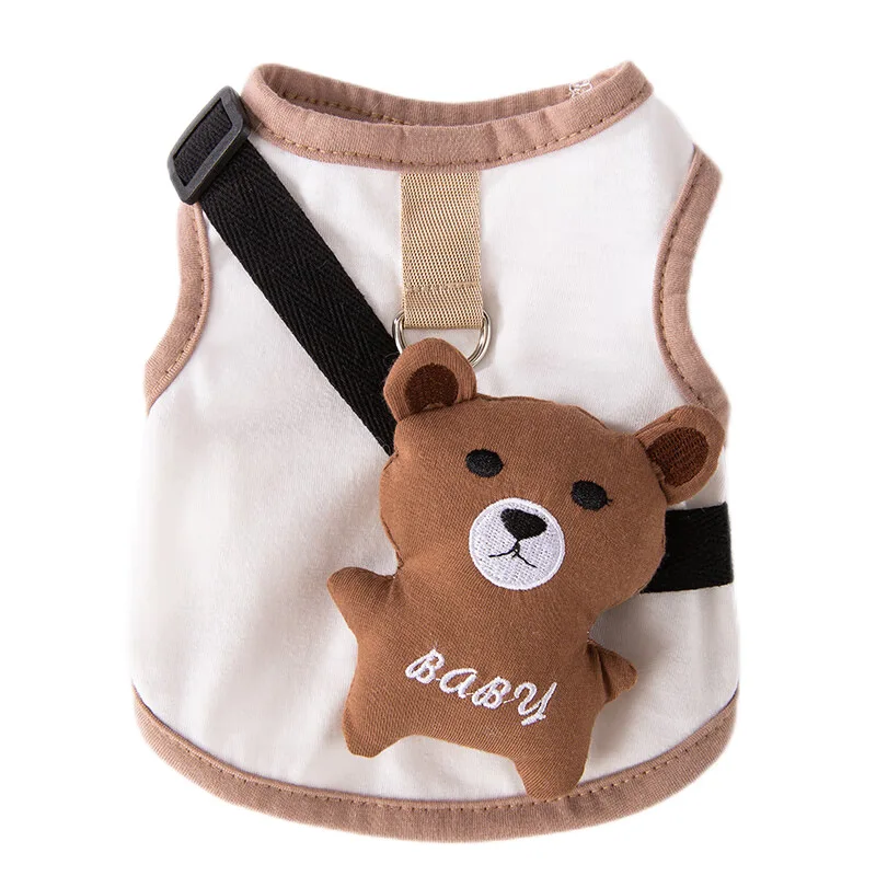 Springsummer Dog Thin Breathable Three-dimensional Teddy Bear Animal Shoulder Bag Traction Vest Cat Two Legged Pet Dog Clothing