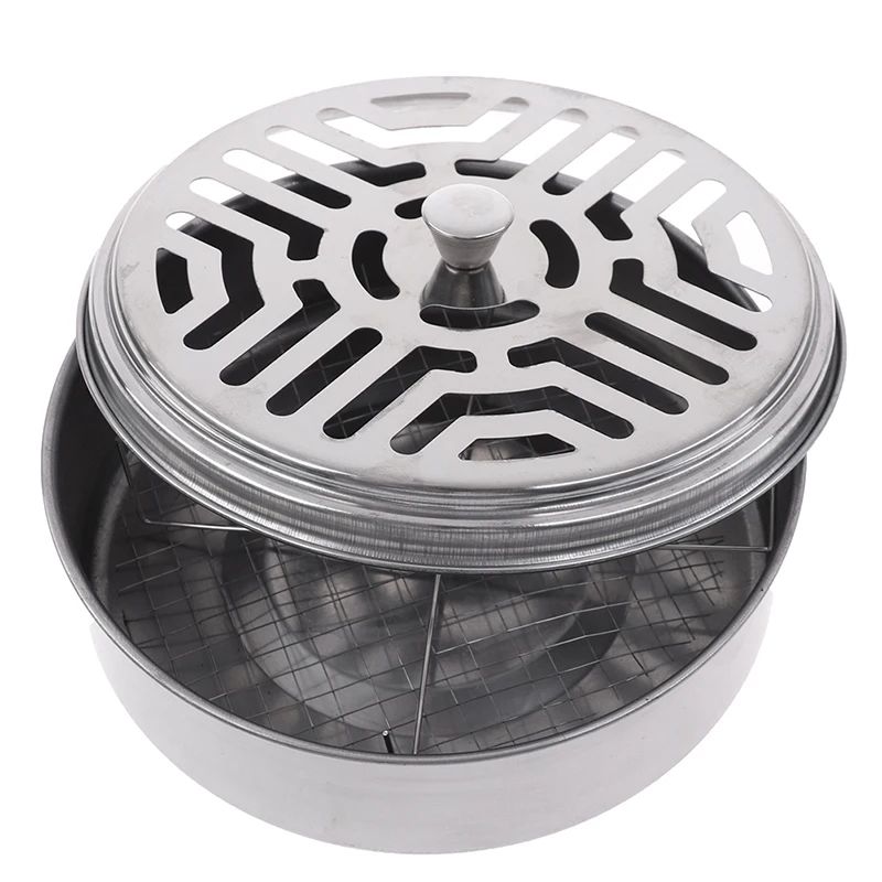 Mosquito Coil Holder Rack Stainless Steel Incense Burner with Cover Home Garden Incense Coil Tray Summer Mosquito-proof Supplies