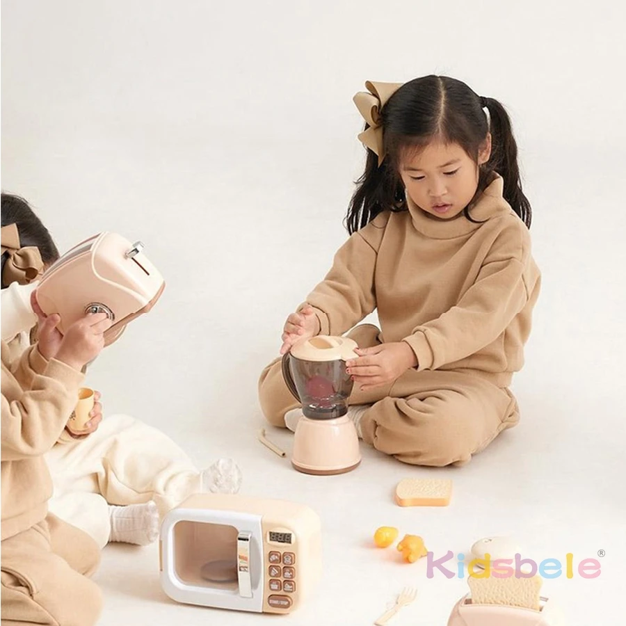 ألعاب أجهزة المطبخ الصغيرة للأطفال، مجموعة ألعاب الطبخ، محمصة الميكروويف، ماكينة القهوة، مجموعة ألعاب التعلم #2