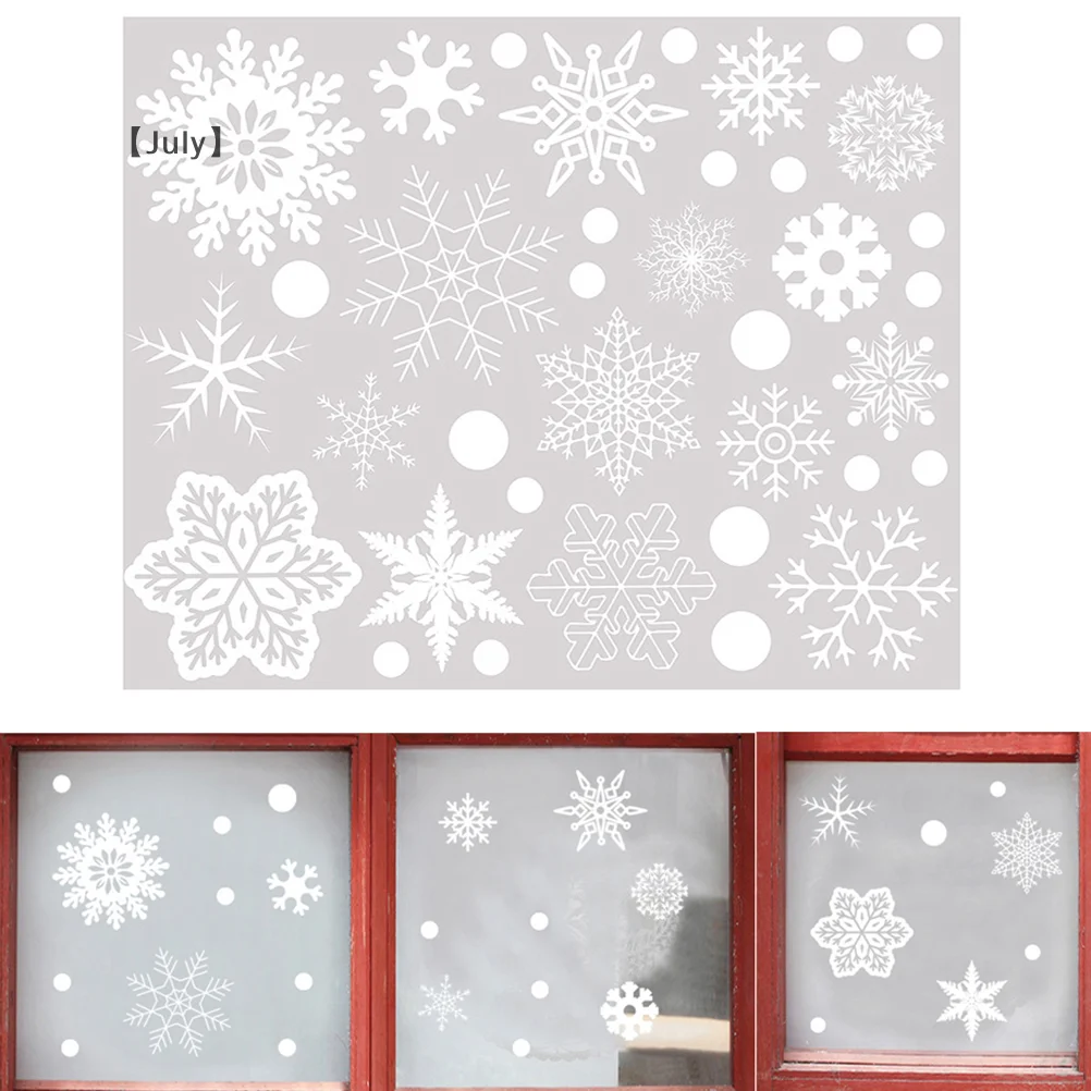 Christmas Glitter Snowflake Clings Window Film Glass Sticker Static Decal Small Size Reusable Electrostatic Wall Stickers