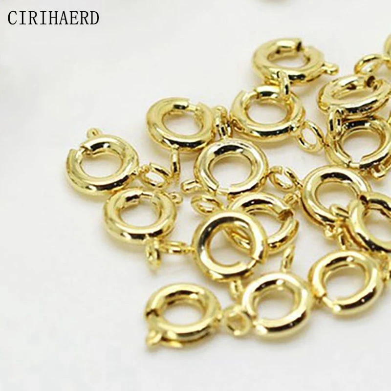 

5.5/6/7/12/15mm 14k Real Gold Plated Round Spring Clasps DIY Jewelry Accessories Necklace Bracelet Supplies Closing Buckle