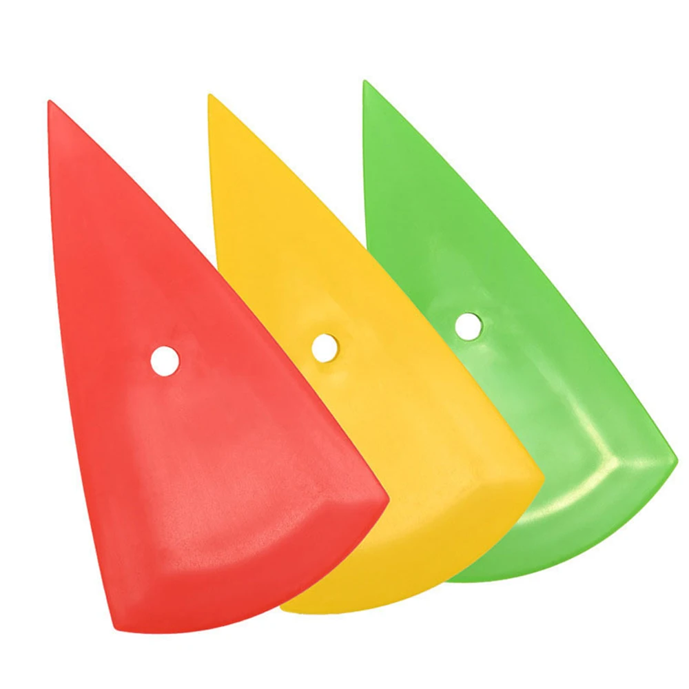 Escurridor de contorno amarillo, rojo y verde para película de vinilo de coche, herramienta de tinte de ventanilla, raspador de tarjeta de esquina Go, pegatina, herramienta de instalación de lámina