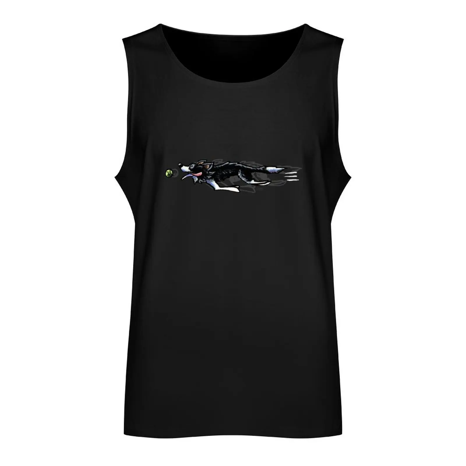 Border Collie in Action {dark} Tank Top Top sleeveless muscular man gym for men