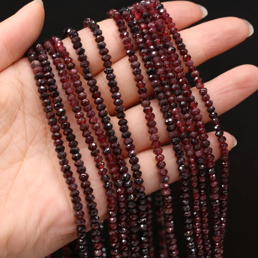 100% Natural Stone Garnet Beads Loose Faceted Quartzs Bead for Jewelry Making Diy Women Necklace Bracelet Accessories