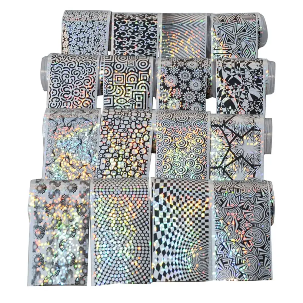 16Pc/Set Nail Sticker Laser Starry Sky Nail Foil Nail Art Transfer Sticker Set DIY Manicure Decoration Tool Nail Art Accessories