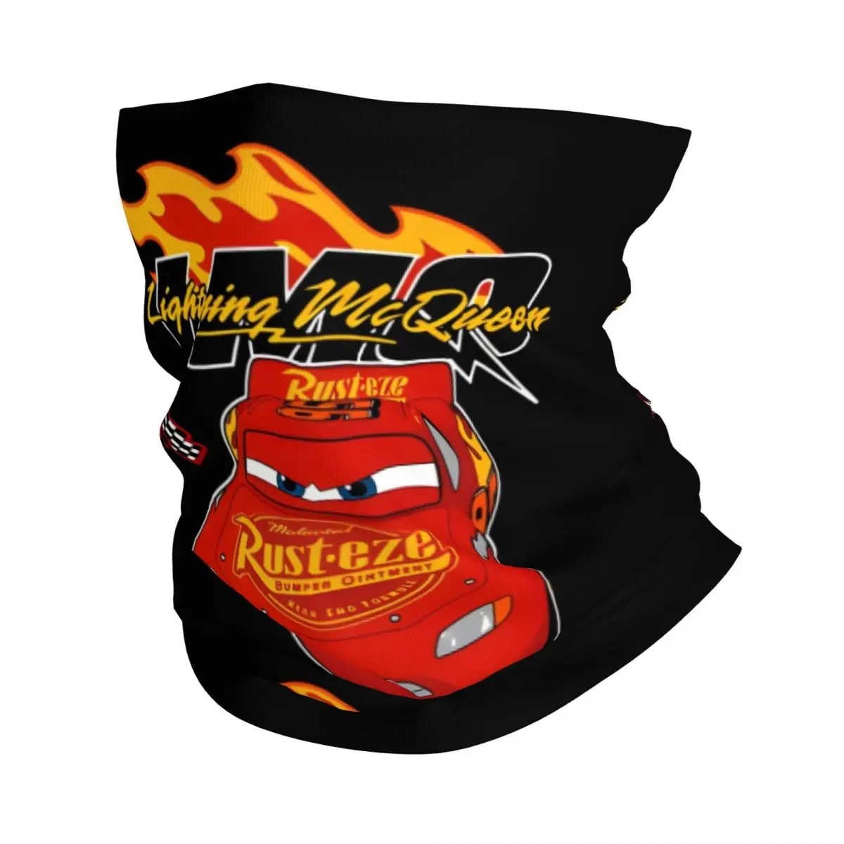 Custom Retro   Lightning McQueen Car Bandana Neck Warmer Women Men Winter Hiking Ski Scarf Gaiter Cartoon Face Cover