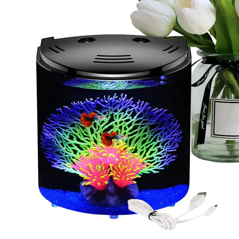 

Small Fish Tank Desktop Small Fish Tank Aquarium Starter Kits Betta Tank With Filter/Light Transparent Fish Aquarium For Snails