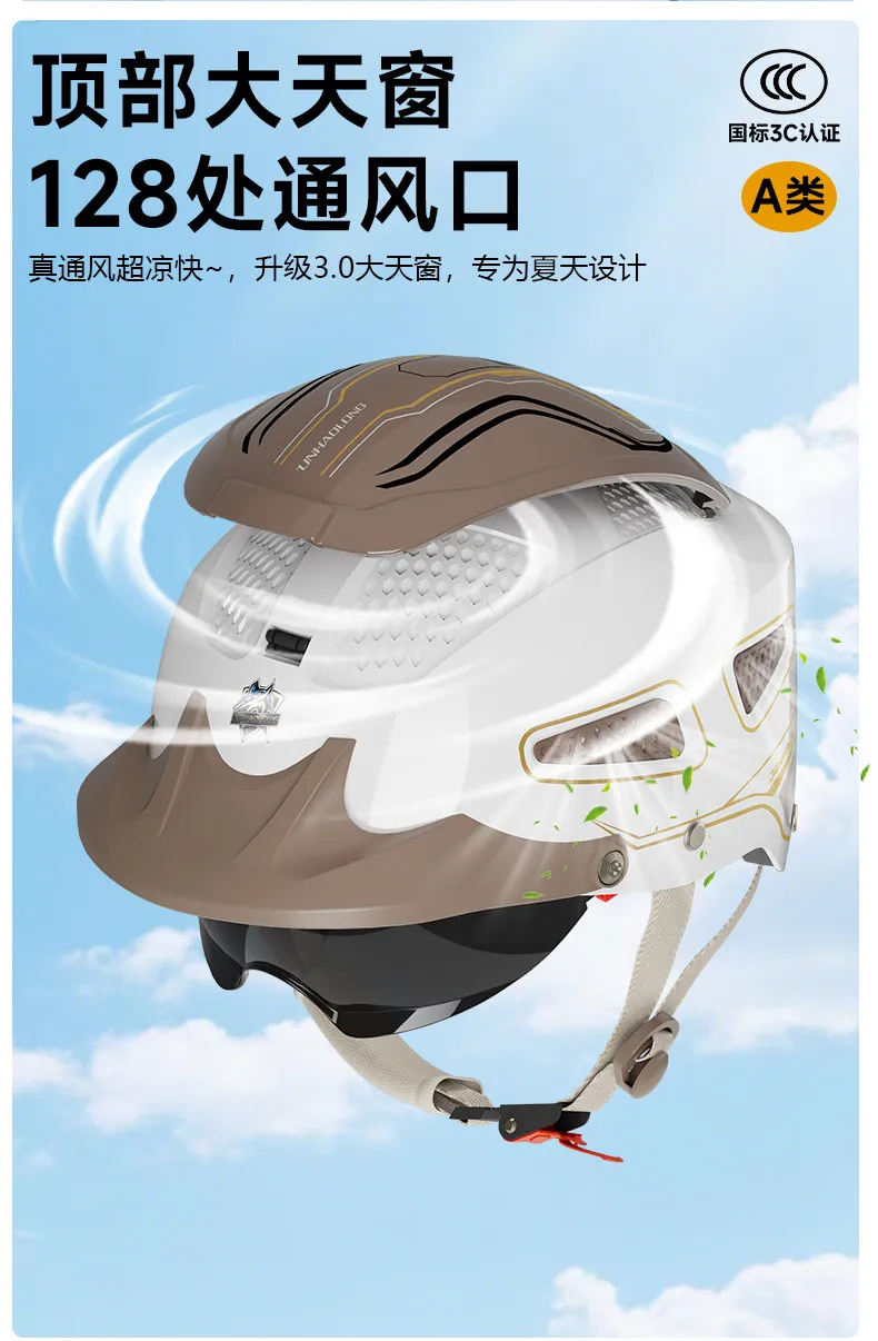 Unisex Open Face Motorcycle Jet Helmet Summer Breathable Electric Scooter Casco Moto UV Protection Lightweight Shockproof Sturdy 5