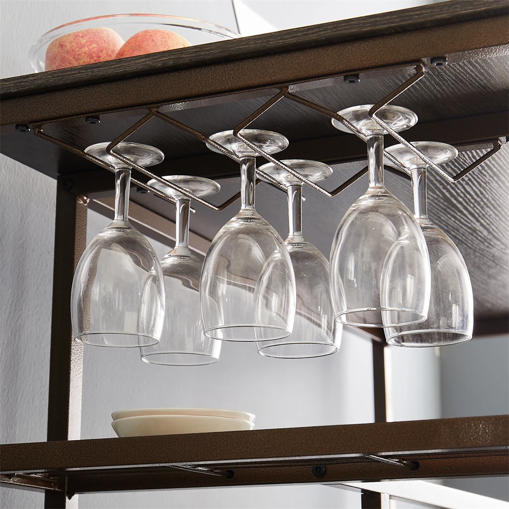 3 قطعة مجموعة طاولة الطعام الصلب الجدول بار البراز مكافحة ارتفاع طاولة بار مع النبيذ الرف الرف نظارات حامل لغرفة الطعام حانة