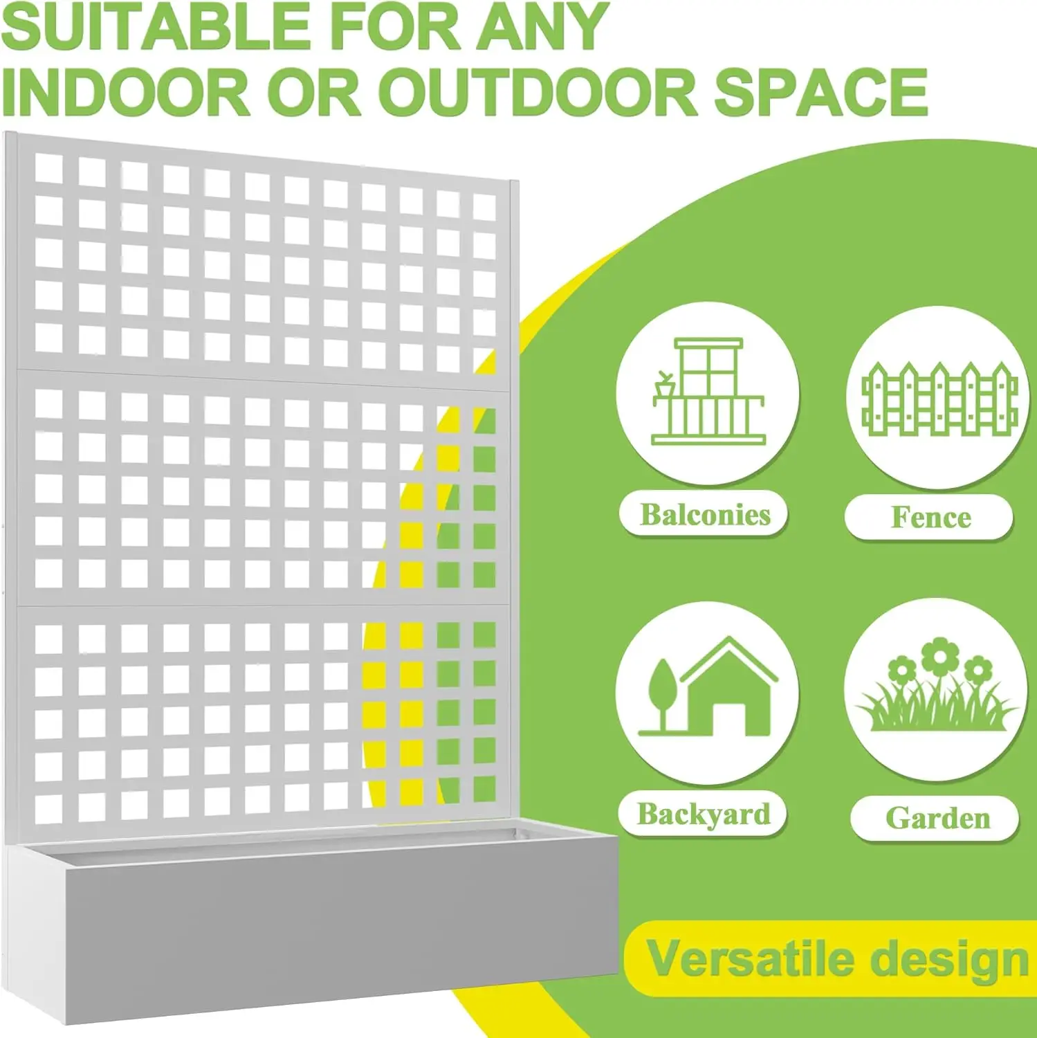 Elevens-maceta de Metal con enrejados, enrejados con caja de maceta y pantalla de privacidad, cama elevada de jardín al aire libre para plantas trepadoras