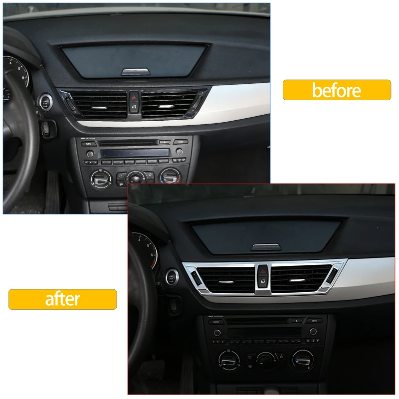 ABS Chrome Side Air Outlet Sticker for BMW X1 E84 2011-2015 Car Centrol Console Air Conditioning Outlet Vent Frame Accessories