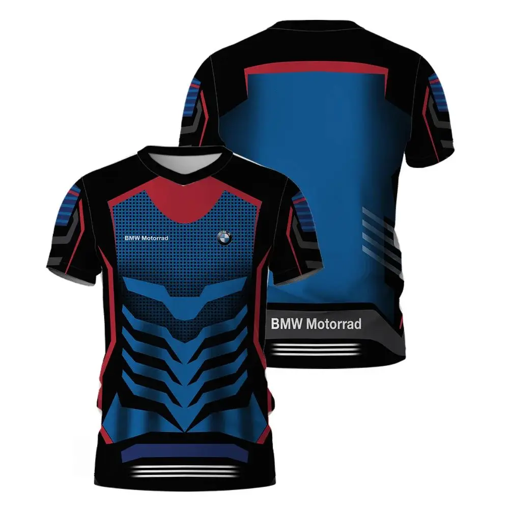 BMW Motorrad Formaları MACERA Sürme Spor Seyahat T-Shirt Mavi Motosiklet Yarış Takımı Nefes Yaz Hızlı Kuru Solmaz