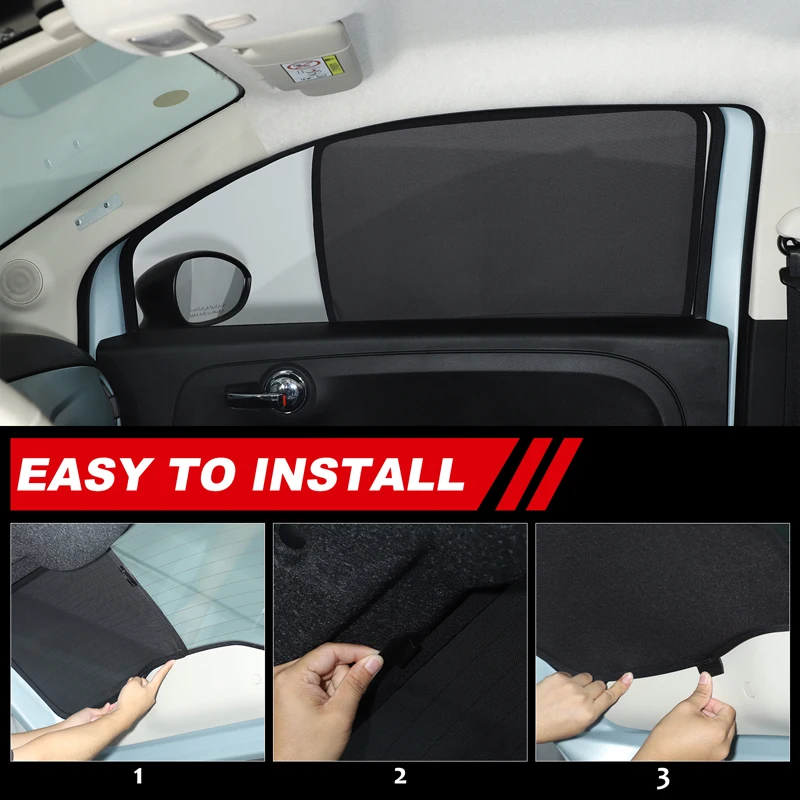 

Polyester Black For Fiat 500 2010-2022 Car styling Car full window UV protection sunshade car interior protection accessories