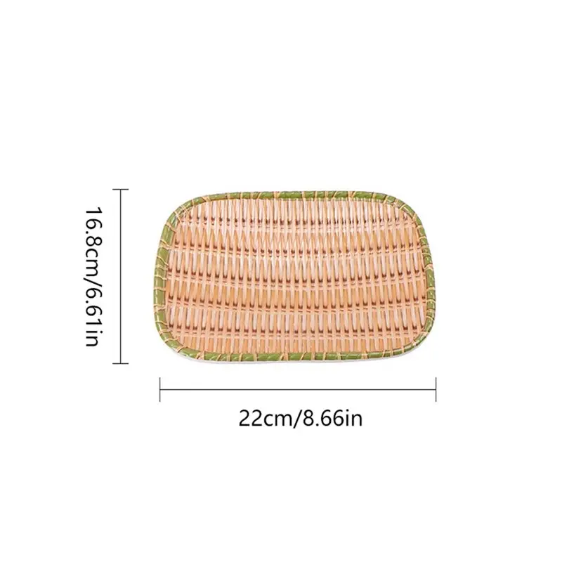 ABGH-Bamboo Weaving Melamine Hot Pot Vegetable Plate Green Barbecue Serving Dish Multiple Styles For Restaurant Use