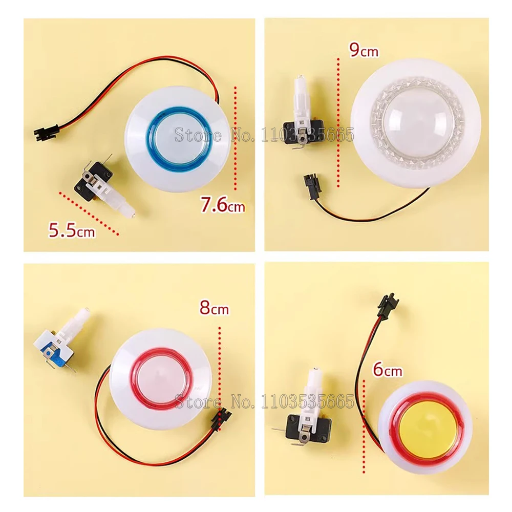 60/76/80/90MM Flashing Light DC12V Colorful LED Illuminated Push Button With Microswitch For Arcade Claw Crane Vending Machine