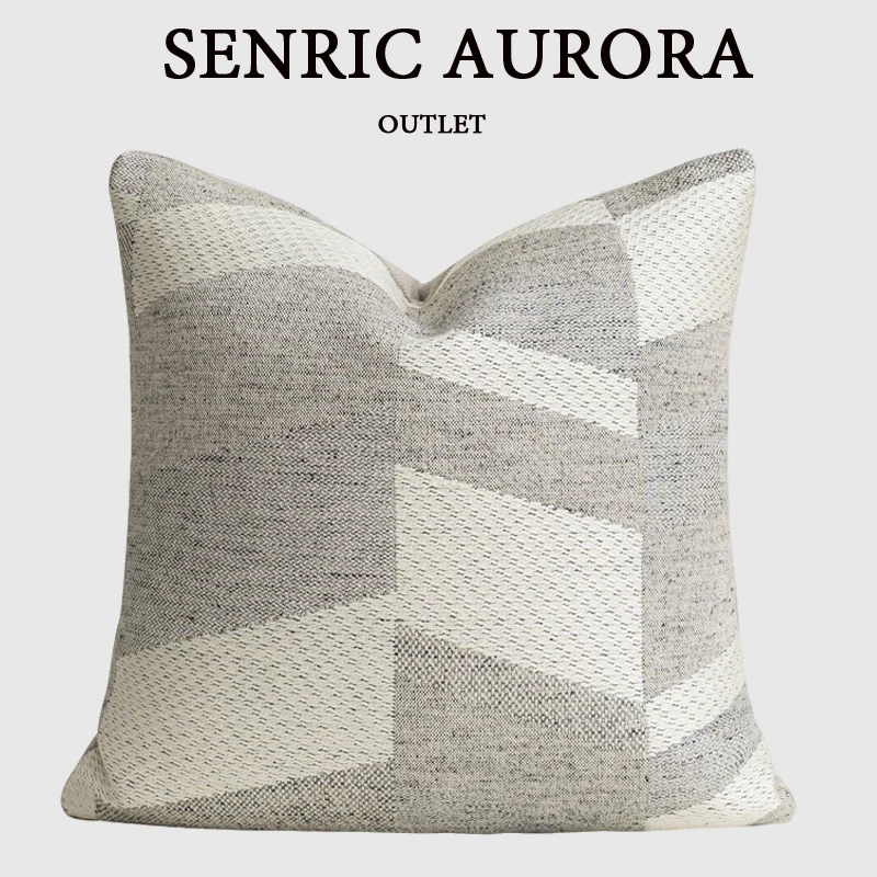Modern Simple Grey Cushion Cover Geometric Sofa Pillow Living Room Pillow Case Wool Blended Elegant Homestay Hotel Home Bed