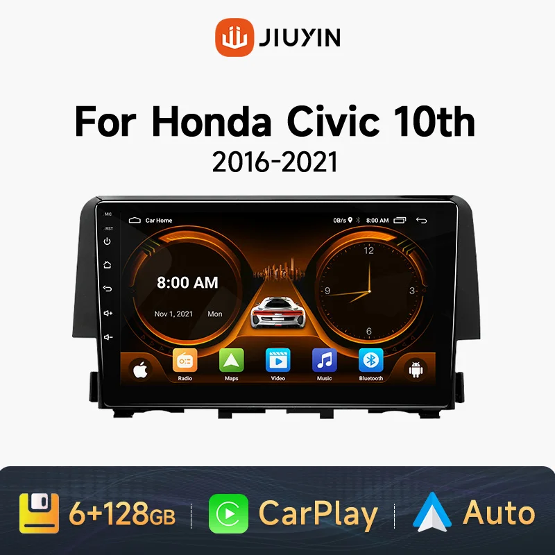 

JIUYIN Andriod Car stereo radio For Honda Civic 10th 10gen 2015 - 2021 Multimedia Player Wireless Carplay Android auto WiFi DSP