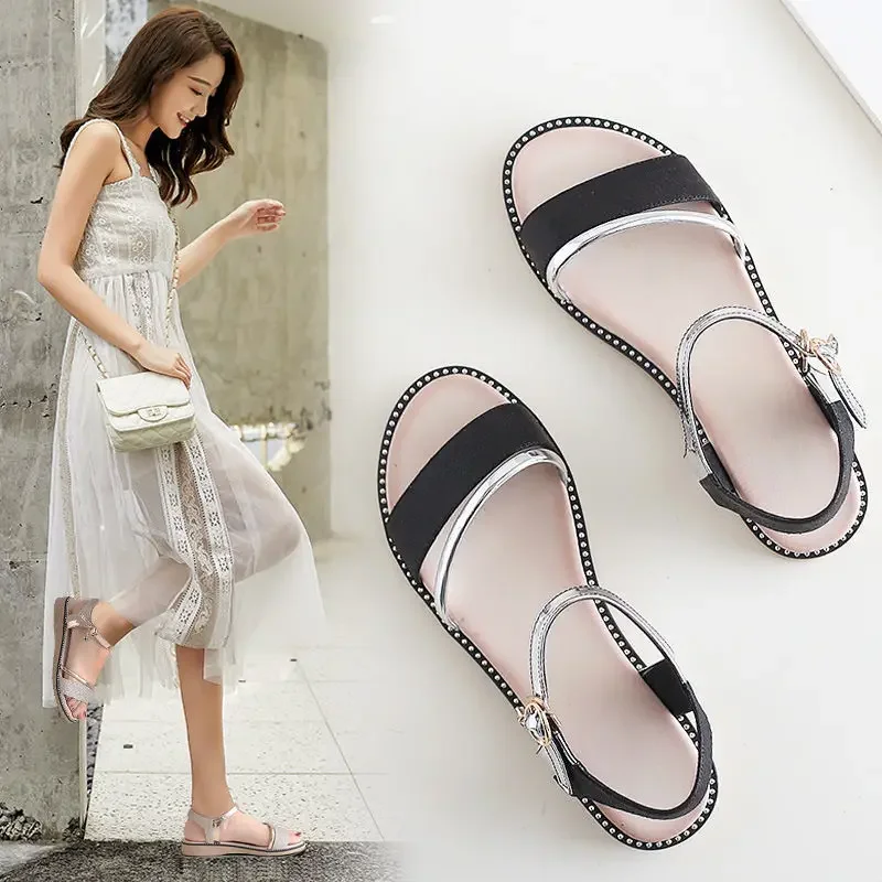 Roman Style Footwear Sandals for Women Open Toe Buckles Ladies Shoes Summer 2024 One Word Vip Sale Comfort Trend H The Best Shoe