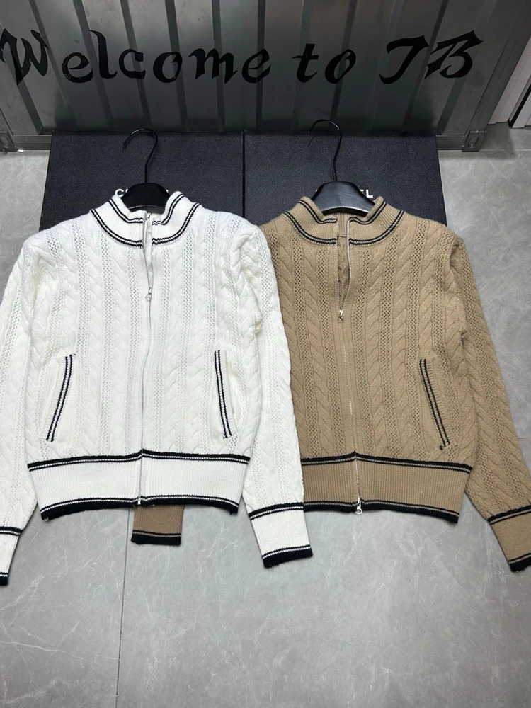 

VIBE Trendy Brand Zipper Neck Knitted Cardigan Women's Floral Pattern Short Sweater Versatile Top College Style Loose Fit Sof...