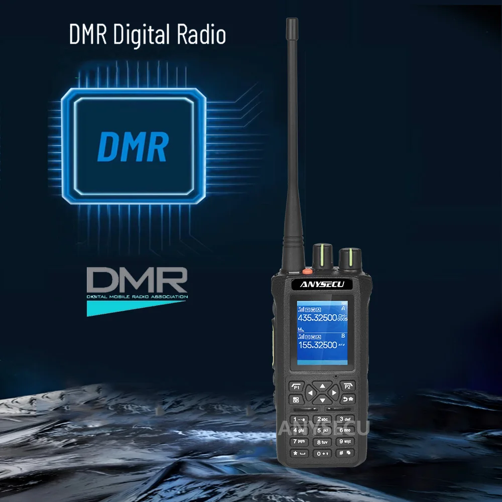 DM728 IP67 10W DMR Dual AES26 Rádio de criptografia 1024CH 2600mAh walkie talkie bidirecional 2.0 polegadas SOS UV rádio de banda dupla