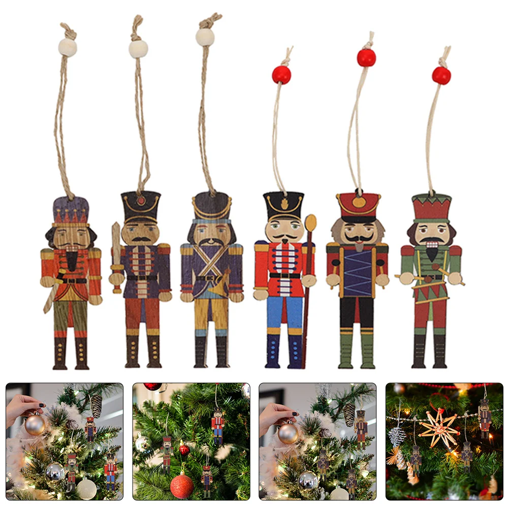 

18pcs Wooden Soldier Hanging Ornaments Holiday Nutcracker Decor For Christmas Tree Home Hotel Restaurant Xmas Gift