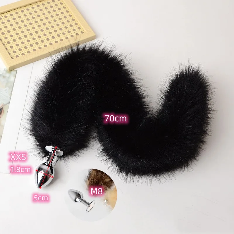 Erotic Cosplay Accessories of Replaceable Metal Butt Plug Fox Tail Anal Sex Toys for Flirting Games Faux Fur Adult Supplies