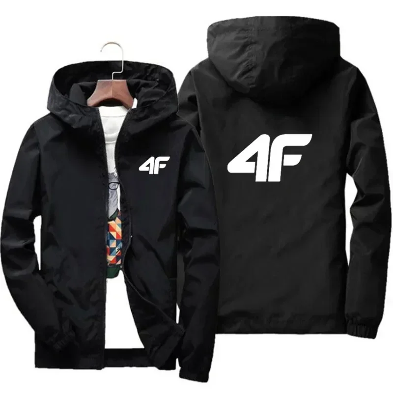 

New Men's Spring-autumn Windproof and Water-resistant Casual Zip-up Hooded Jacket, Fashionable Outdoor Jogging Sport Jacket
