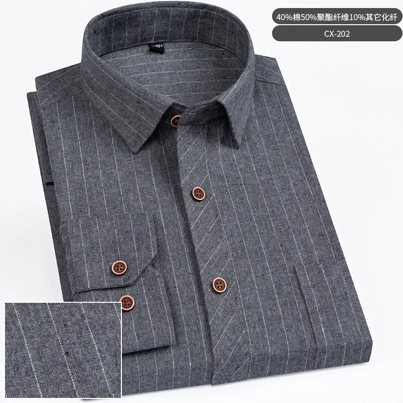 

Spring and autumn men's formal business work clothes long sleeve shirt free ironing casual slim striped plaid social