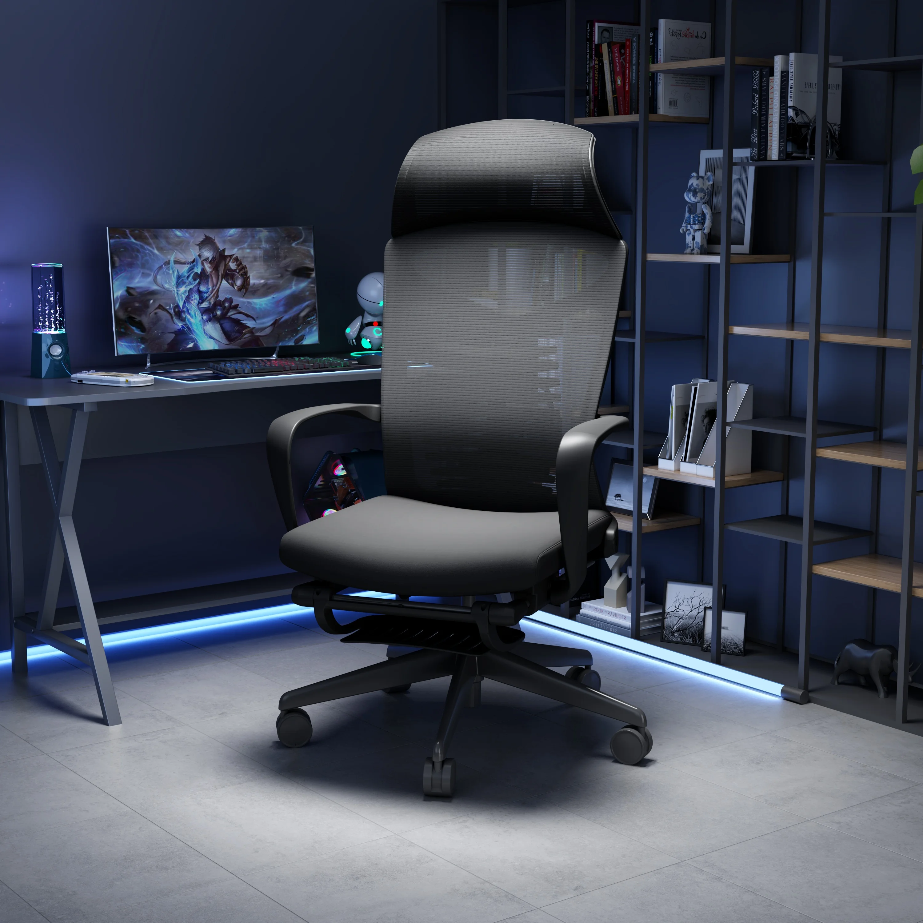 

July005 Modern Factory Direct Executive High Back Luxury Adjustable Ergonomic Mesh Swivel Office Chair Headrest Comfort