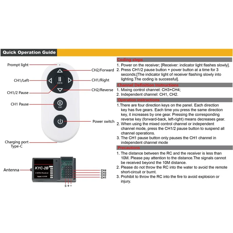 

2.4G 4-CH Wireless Remote Control With Receiver Mini Wireless Remote Controlfor Transmitter Controller For Rc Car Boat-Y41A